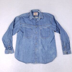 Vintage Sierra Pacific Denim Western Shirt Blue Long Sleeve Workwear Large